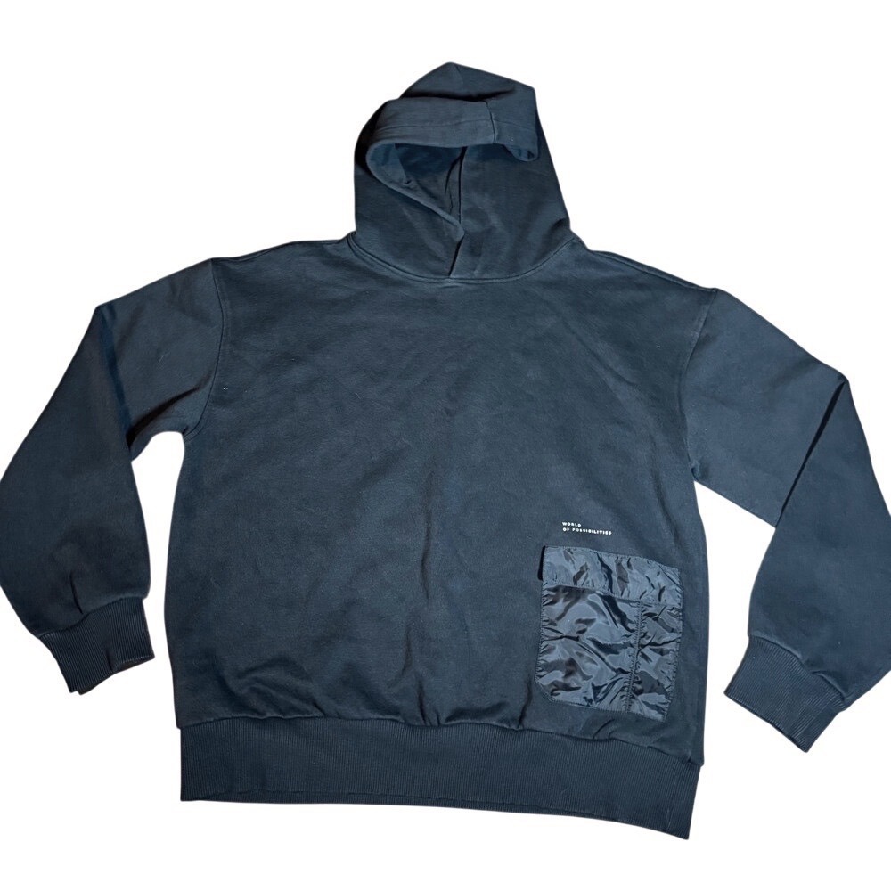 Denim & Flower Ricky Singh Boys Black Utility Cargo Pocket Hoodie Size 13/14